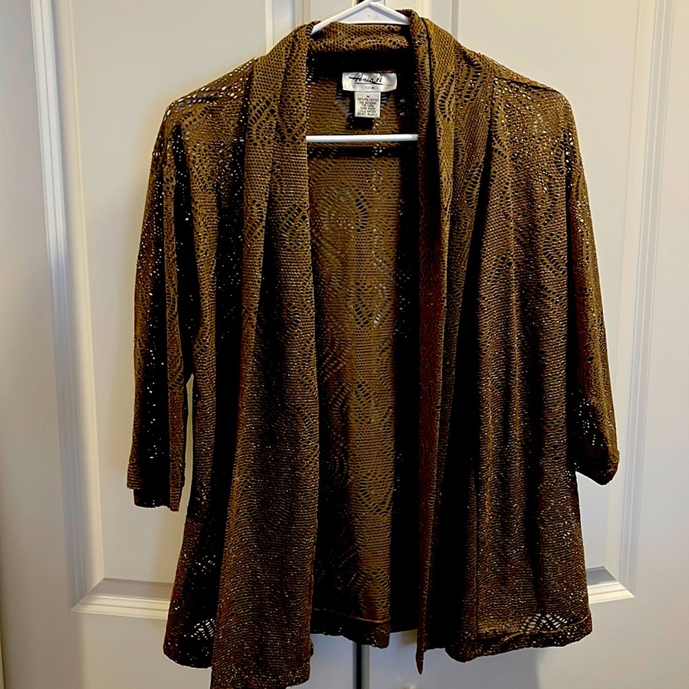 Anes A sheer woven gold cardigan